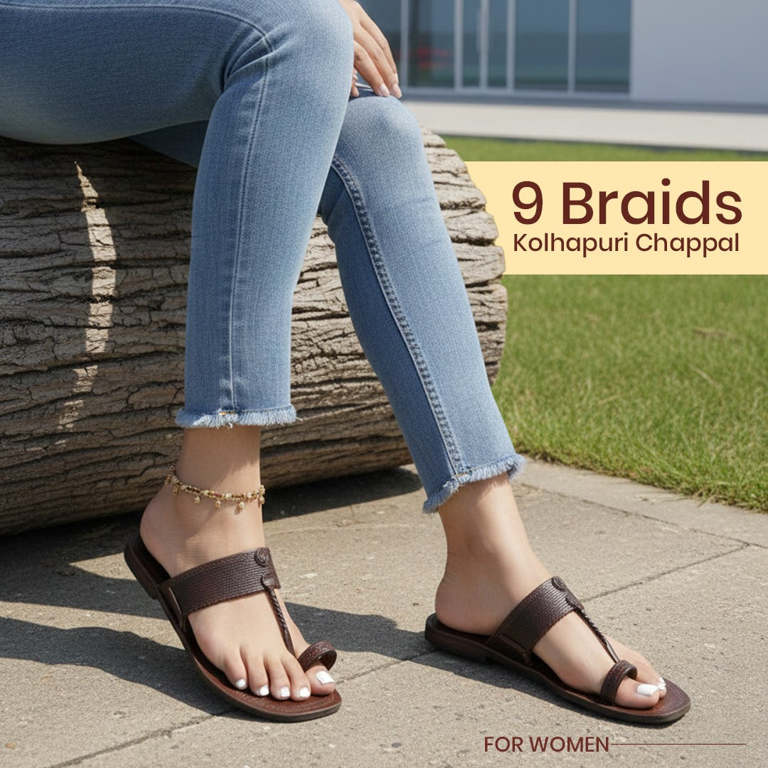 9 braids kolhapuri chappal for women
