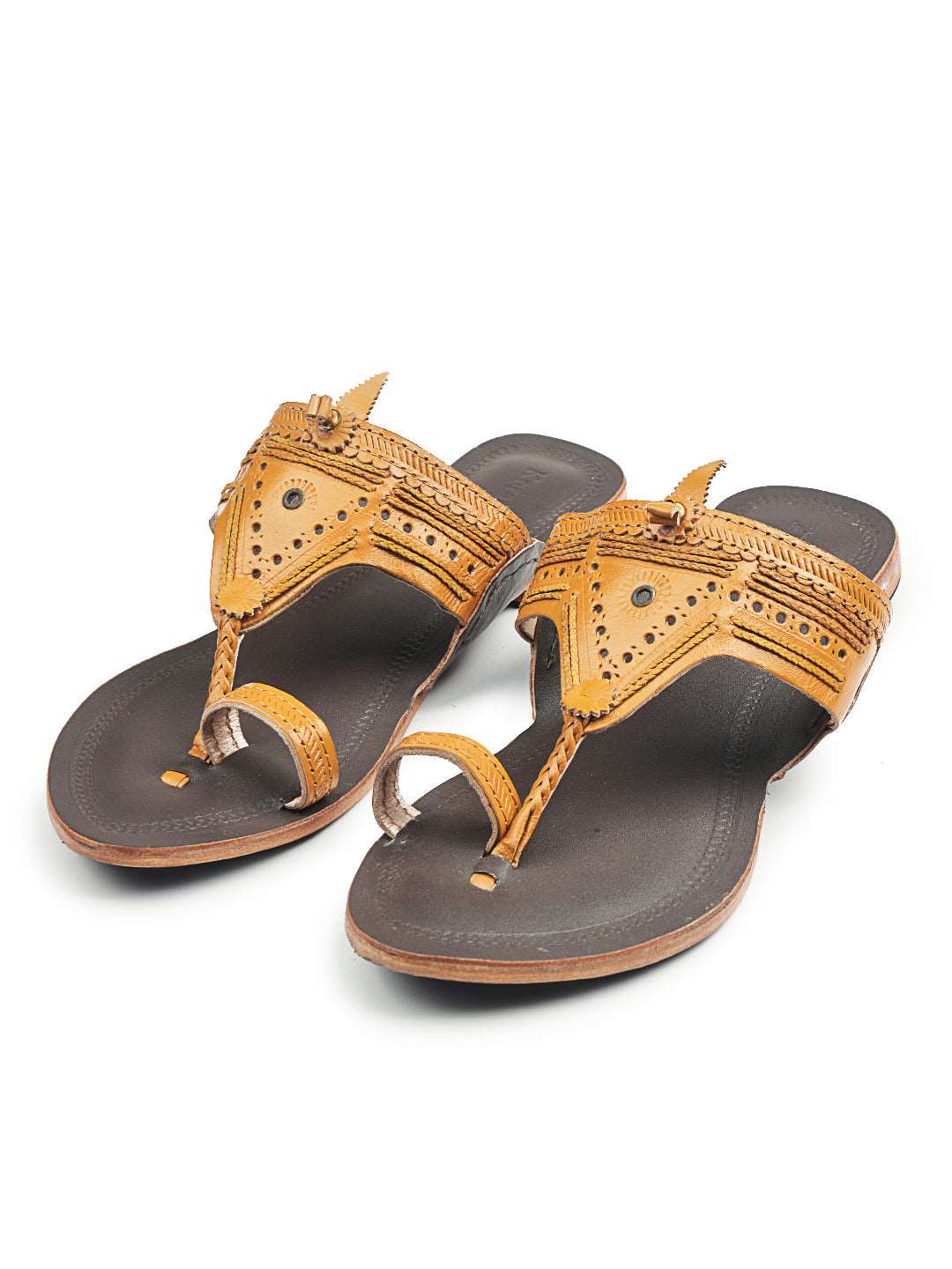 Chic Triangula Dual- kolhapuri leather chappal for women