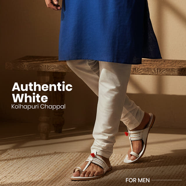 Authentic White Kolhapuri Chappal for men