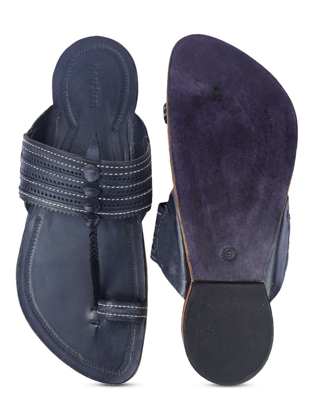 Men  blue Kolhapuri Chappal