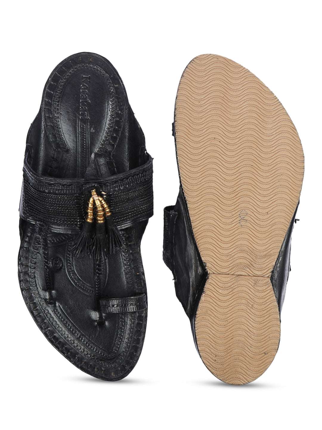 Classic Men in Black Kolhapuri Chappal