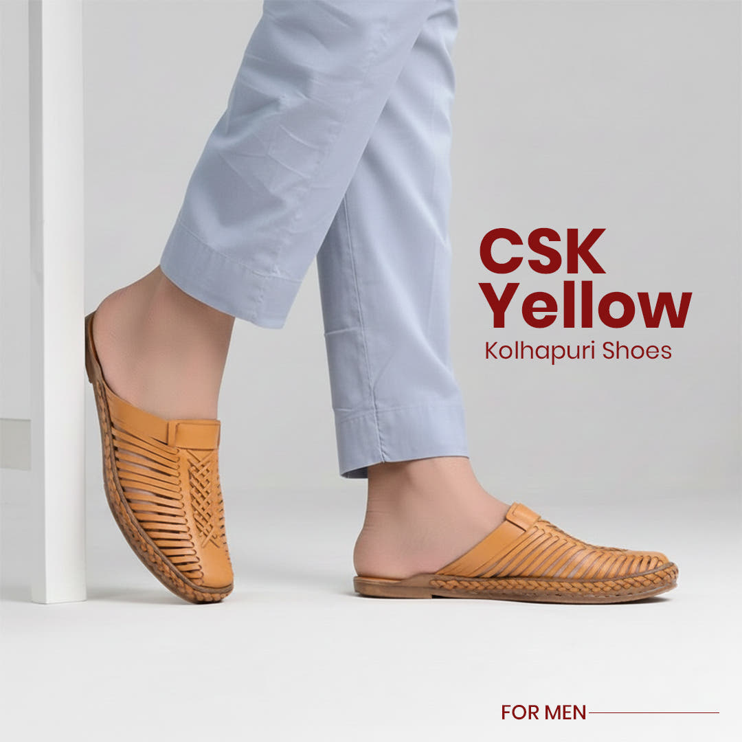 CSK yellow kolhapuri shoes for men