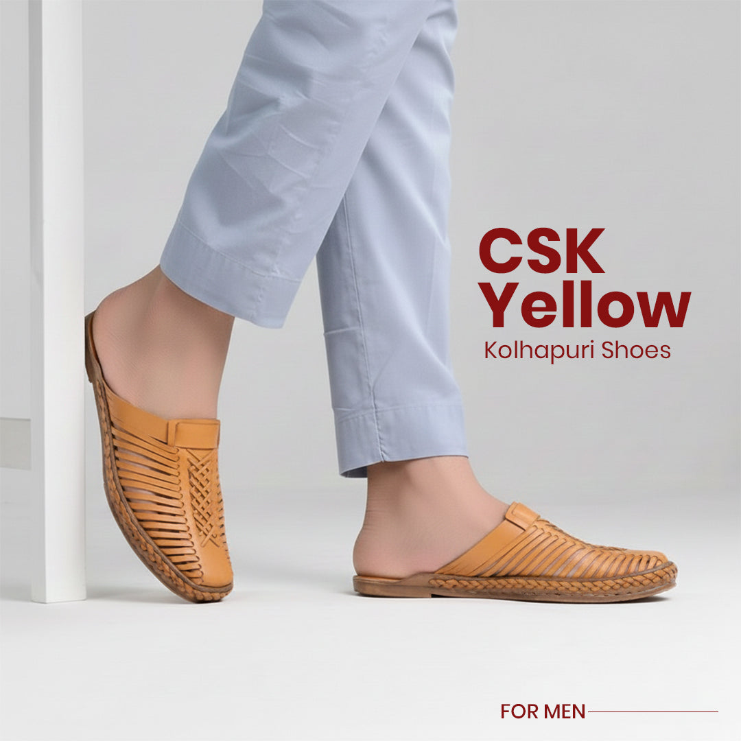 CSK yellow kolhapuri shoes for men