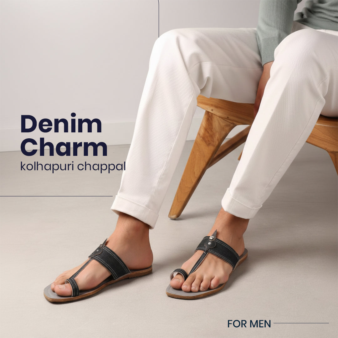 Denim Charm Kolhapuri Chappal for Men