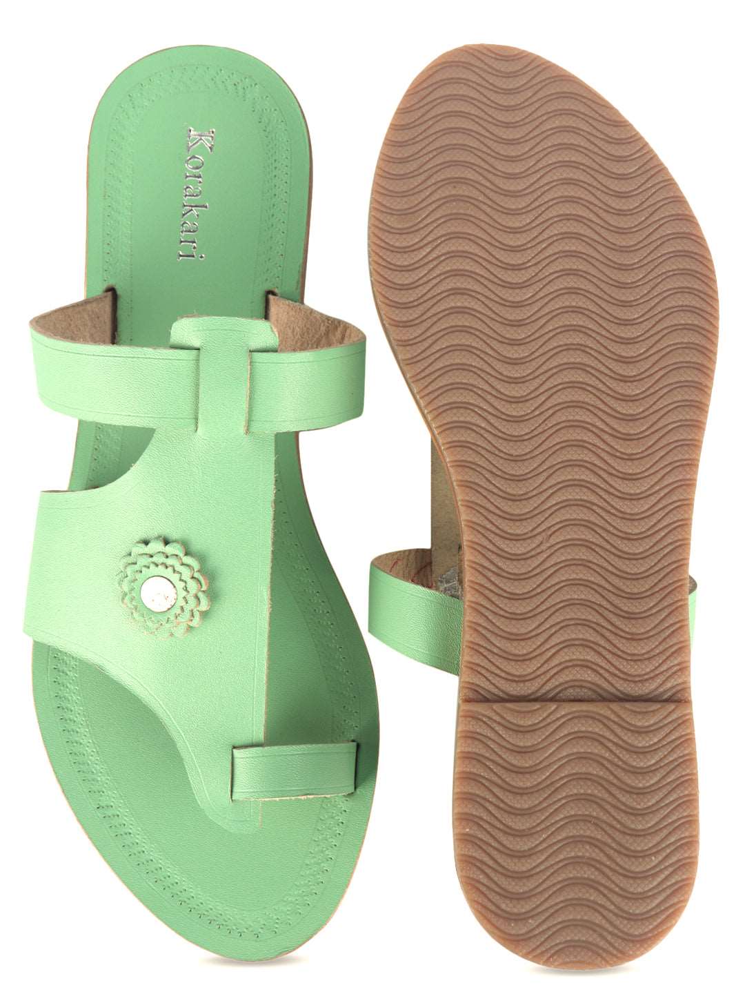 Unique Pista Green kolhapuri chappal for women