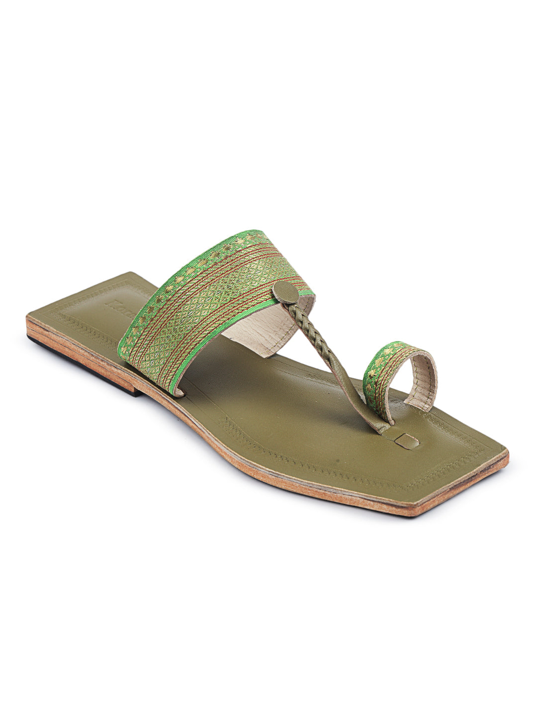 Jari Lime kolhapuri chappal for women