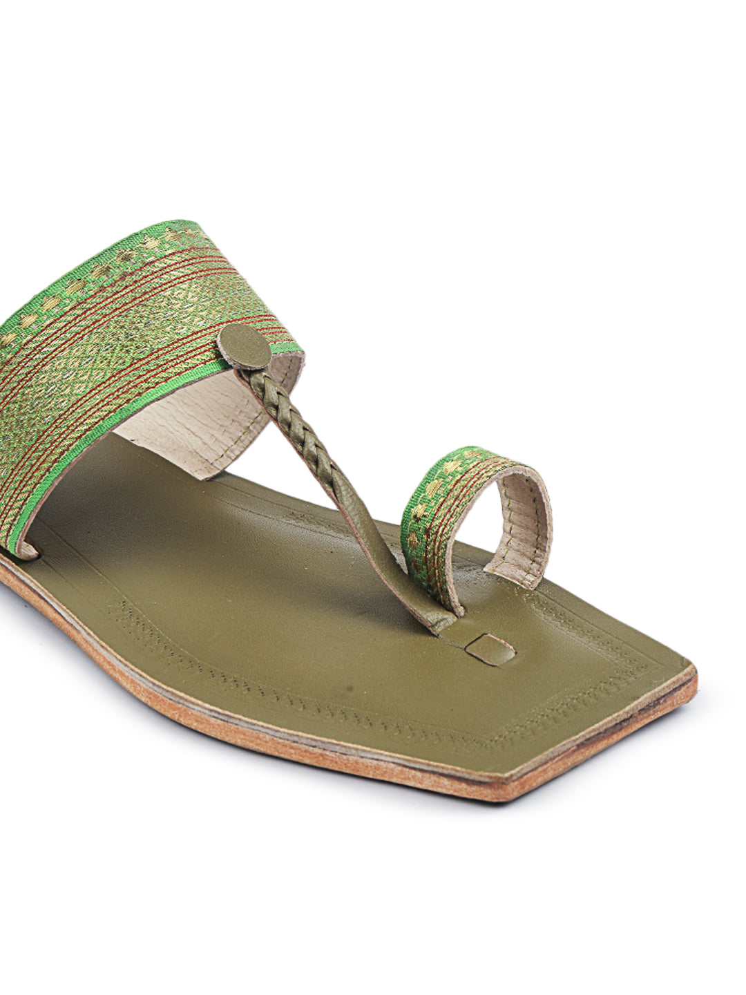 Jari Lime kolhapuri chappal for women