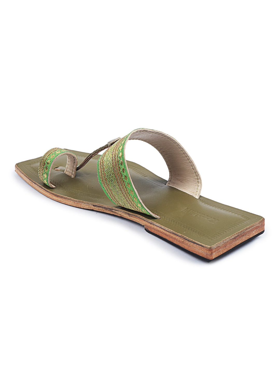 Jari Lime kolhapuri chappal for women