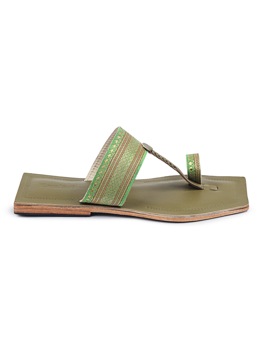 Jari Lime kolhapuri chappal for women