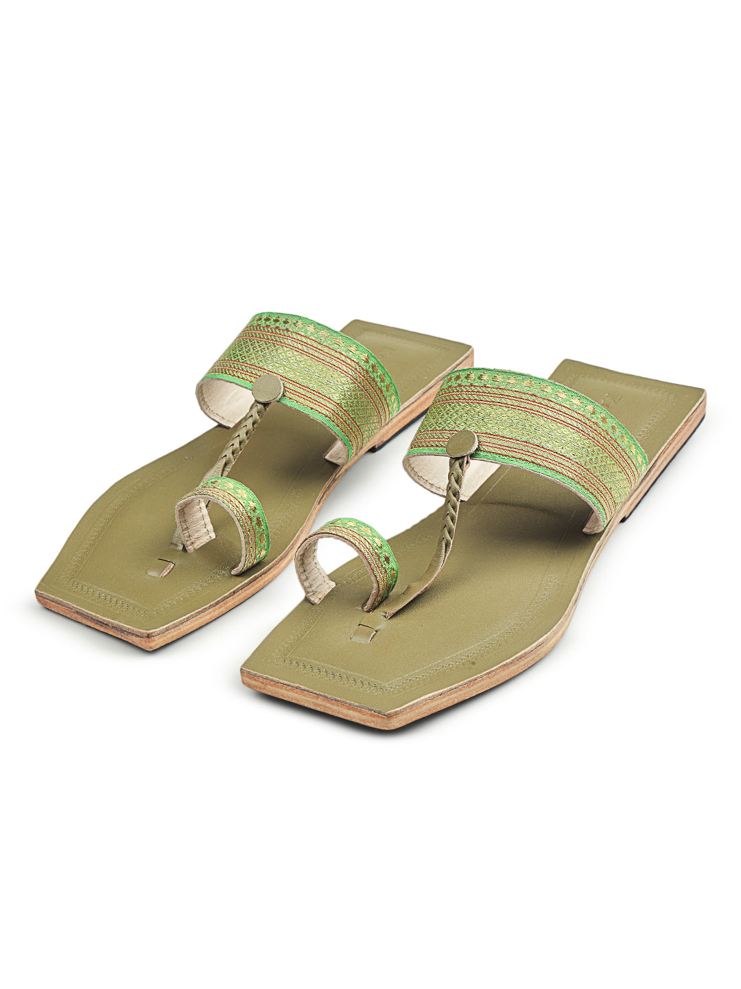 Jari Lime kolhapuri chappal for women