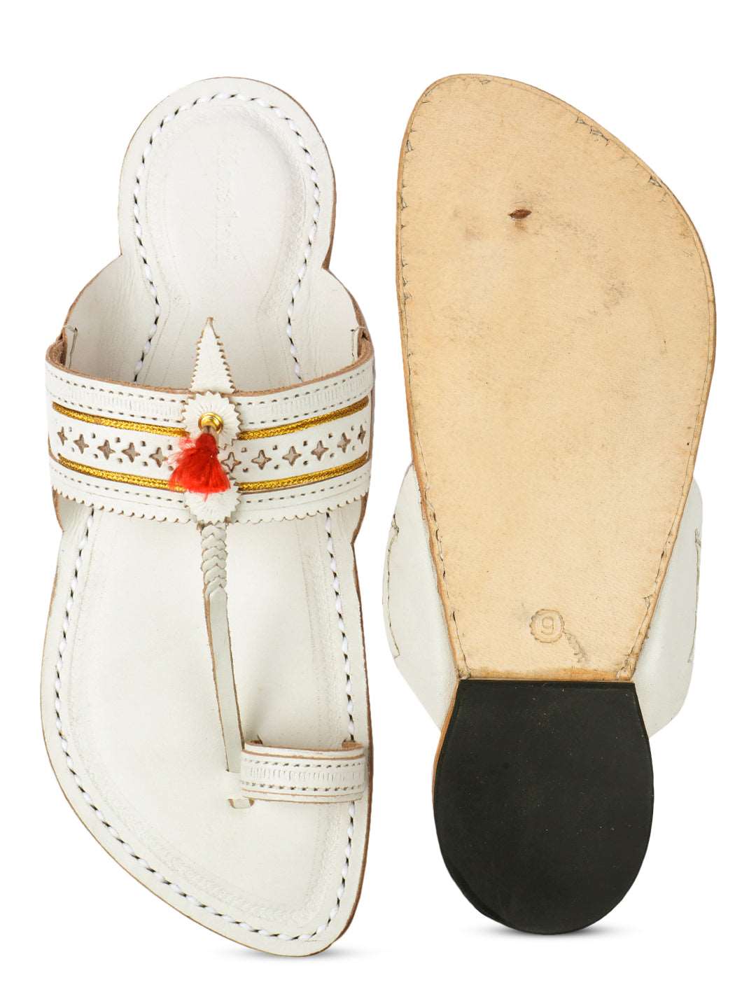 Authentic White Kolhapuri Chappal. 