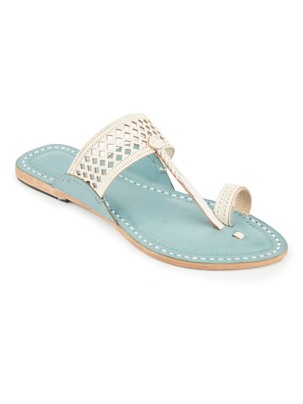 White kohlapuri chappals main image 0