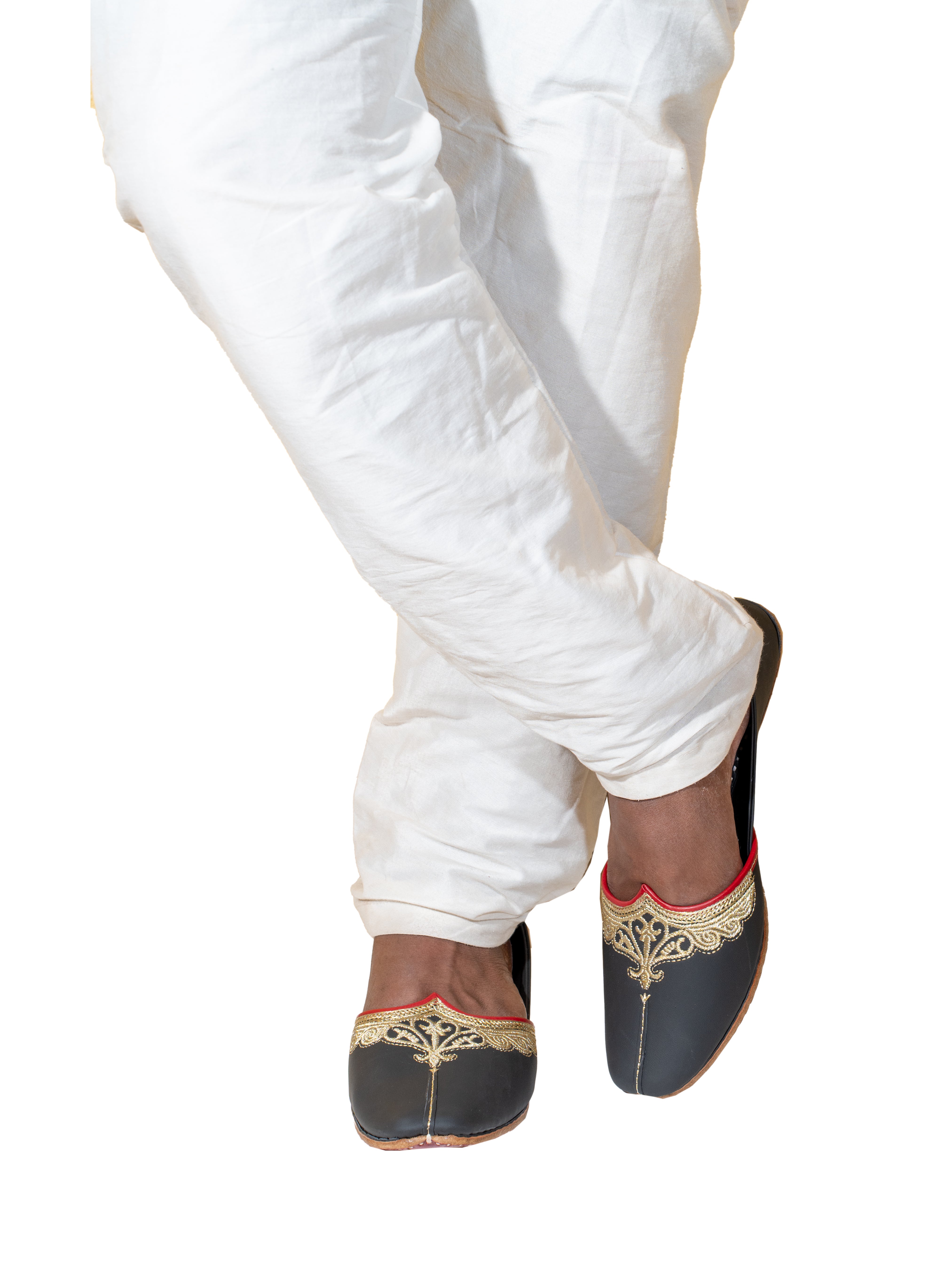 Kohinoor Black Leather Punjabi Jutti for Men