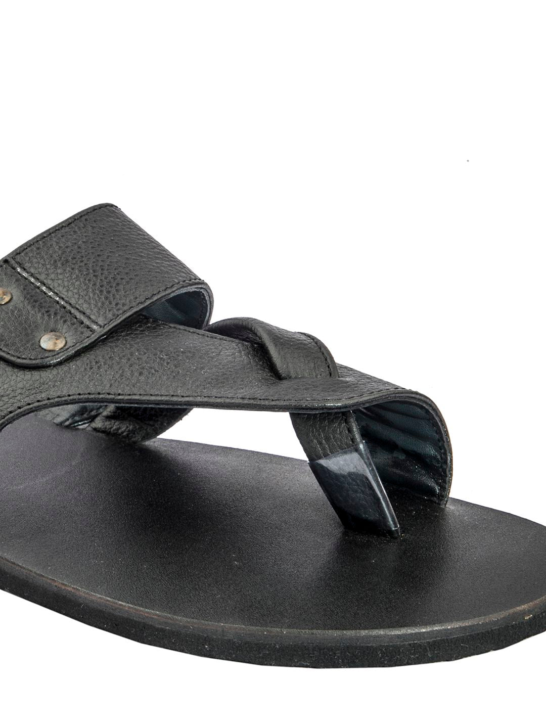 Timeless Sophistication: Handmade Black Leather Sandals for Men