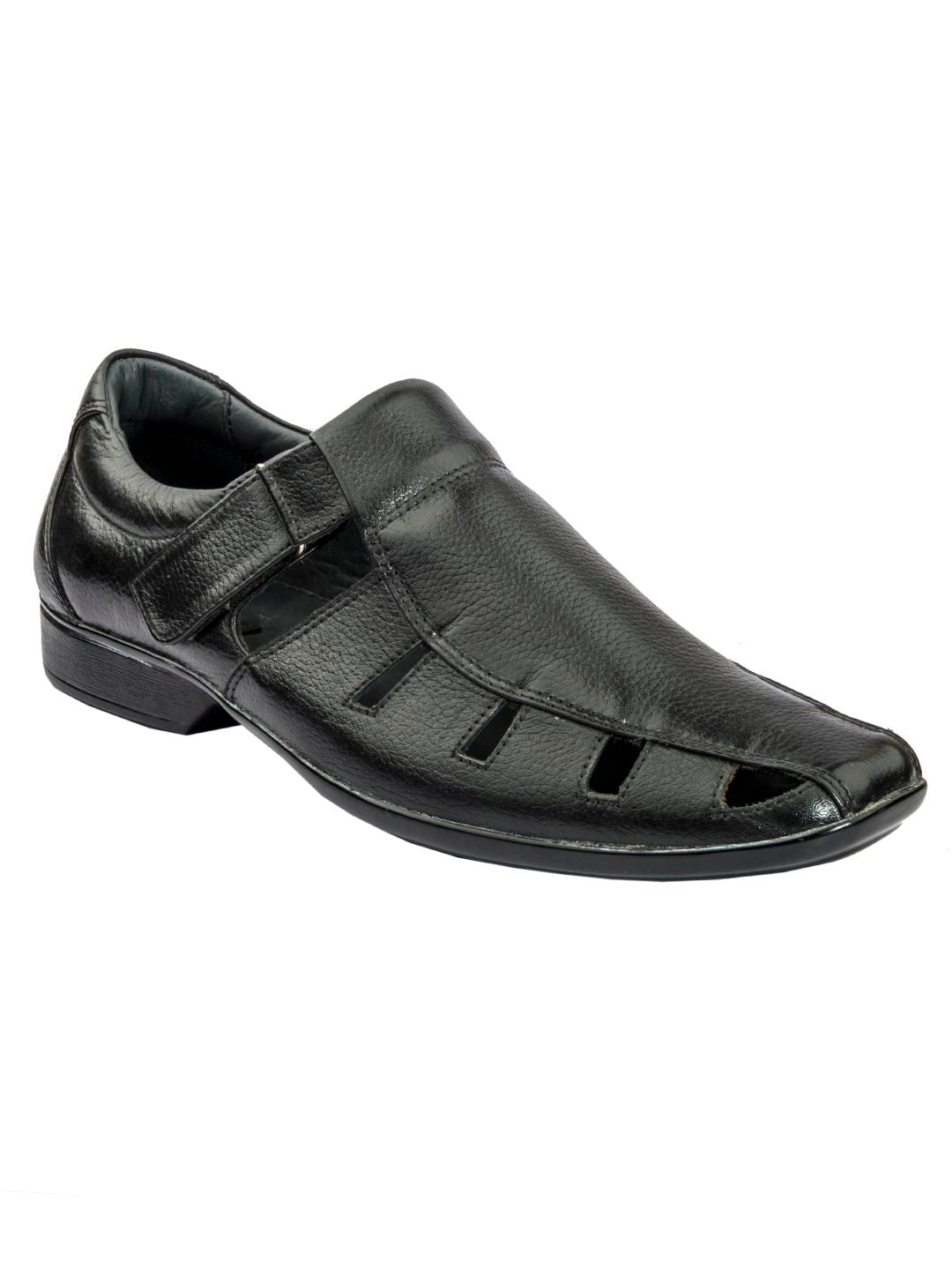 Designer's Elegance: Handmade Black Leather Sandals for Men