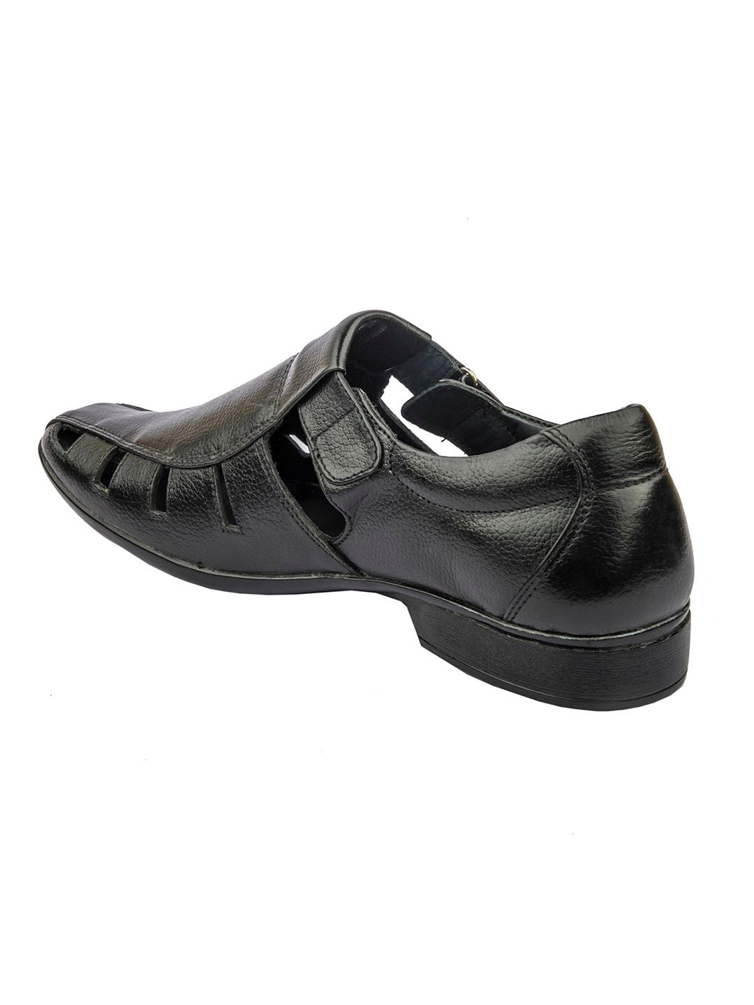 Designer's Elegance: Handmade Black Leather Sandals for Men