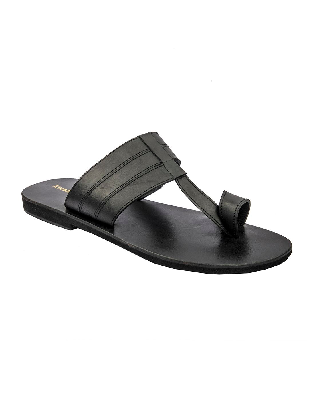 Designer's Comfort: Handmade Black Leather Sandals for Men