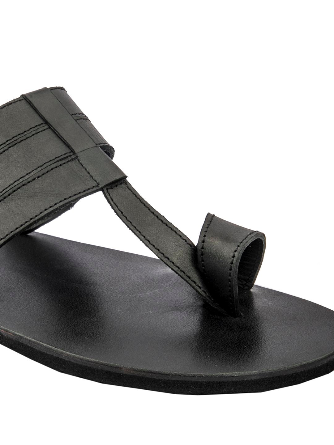 Designer's Comfort: Handmade Black Leather Sandals for Men