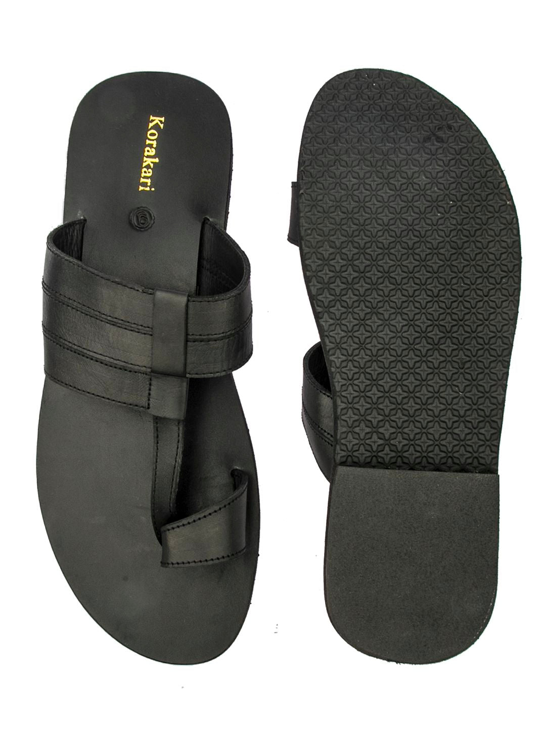 Designer's Comfort: Handmade Black Leather Sandals for Men