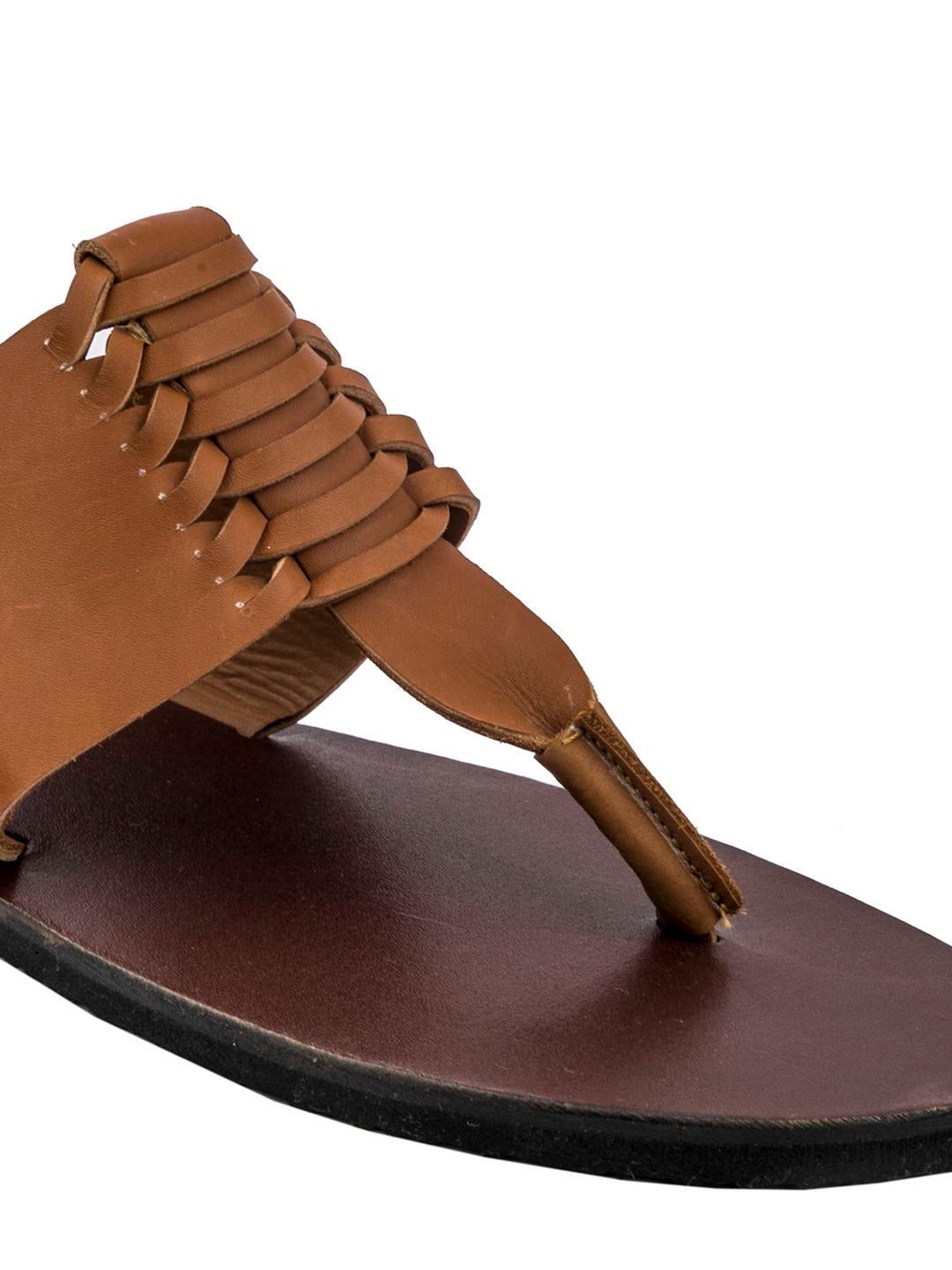 Timeless Roman Elegance: Handmade Tan and Brown Leather Sandals for Men