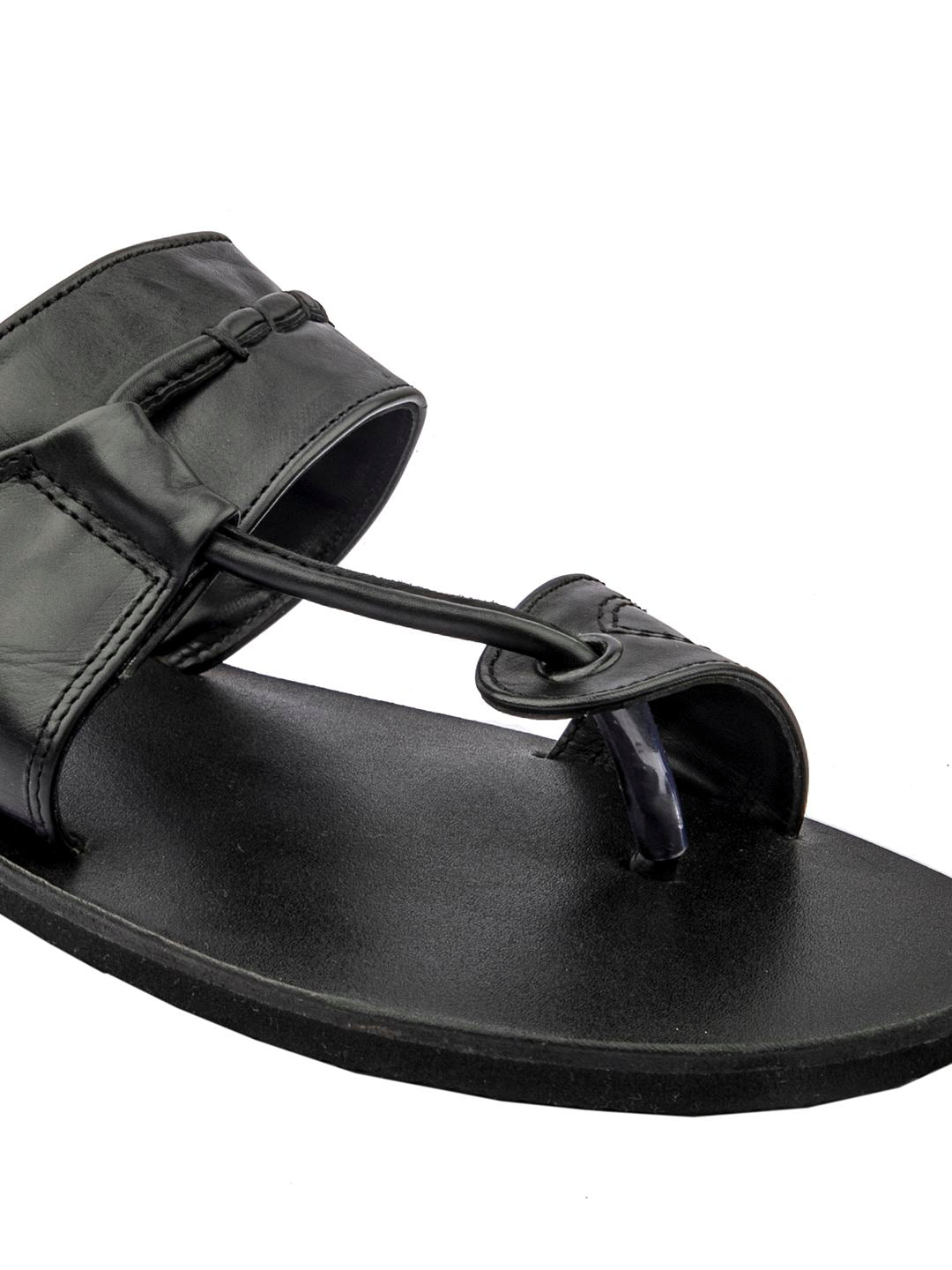 Effortless Style: Handmade Black Leather Sandals for Men