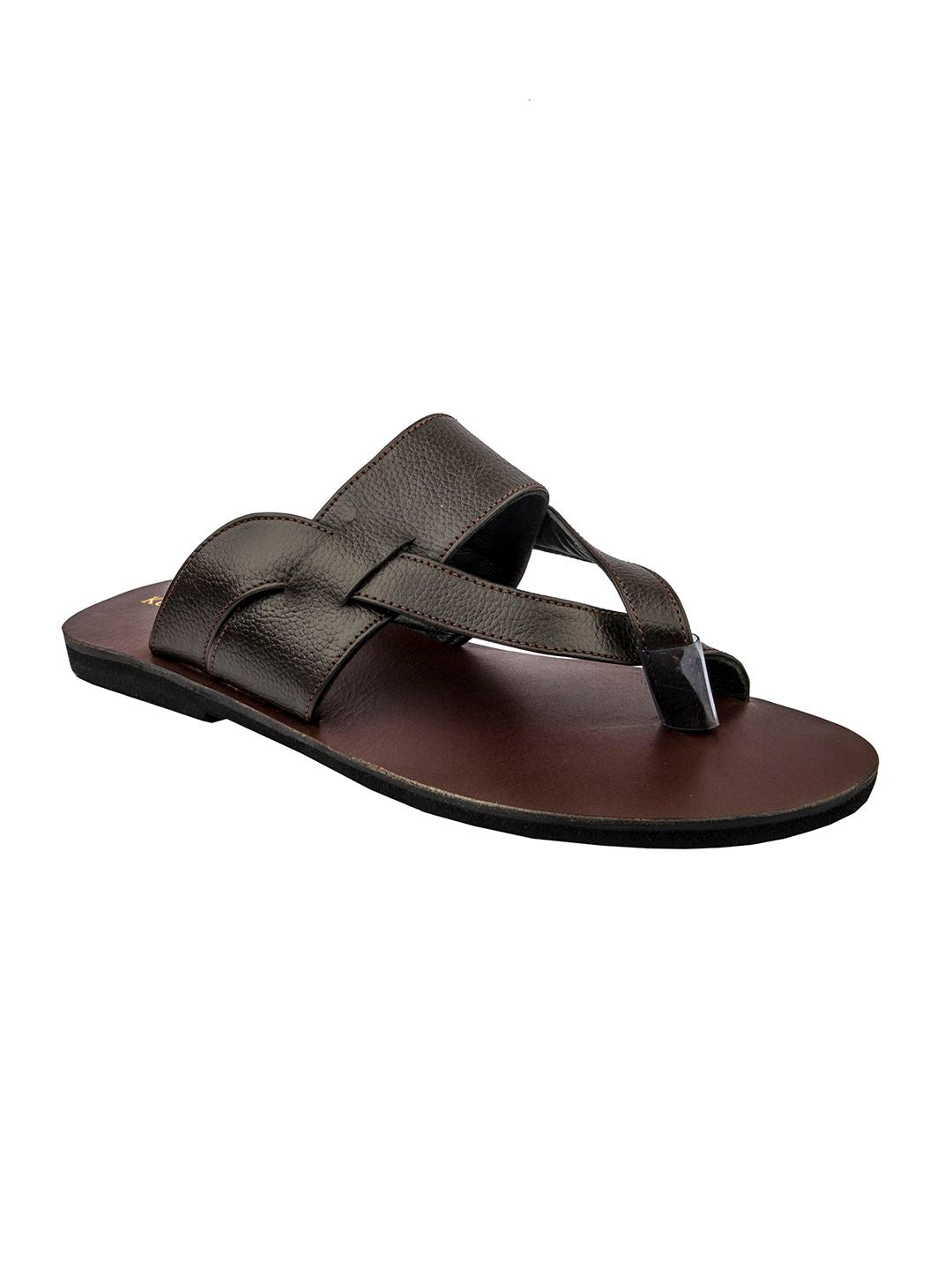 Modern Elegance: Handmade V-Straps Brown Leather Sandals for Men