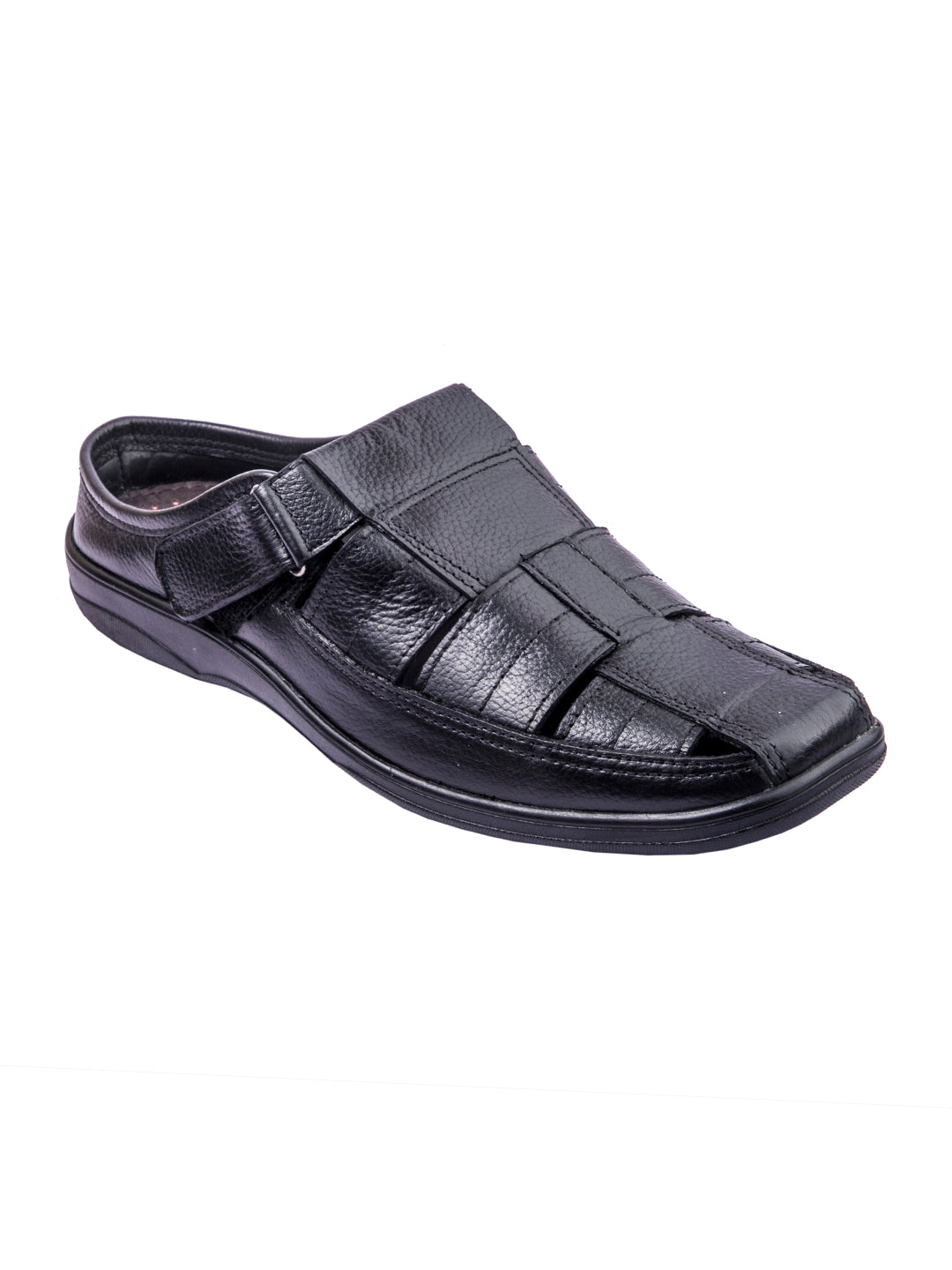 Trendsetter's Choice: Handmade Designer's Black Leather Open Sandals for Men