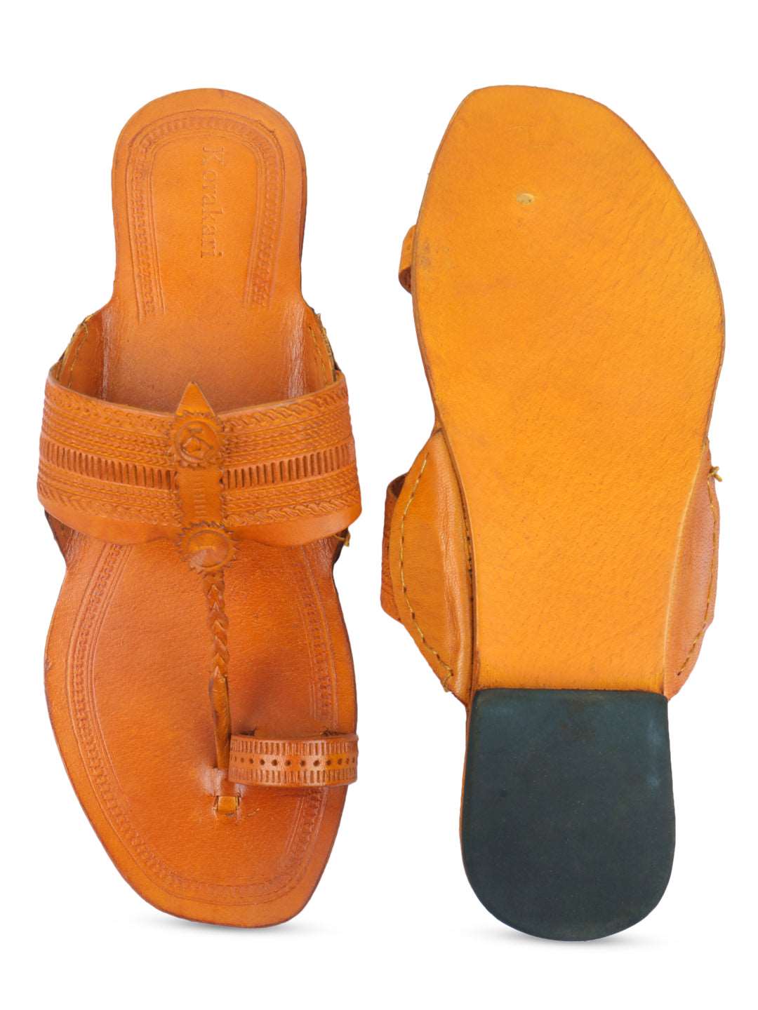 Gemini Yellow Men's Kolhapuri Chappal