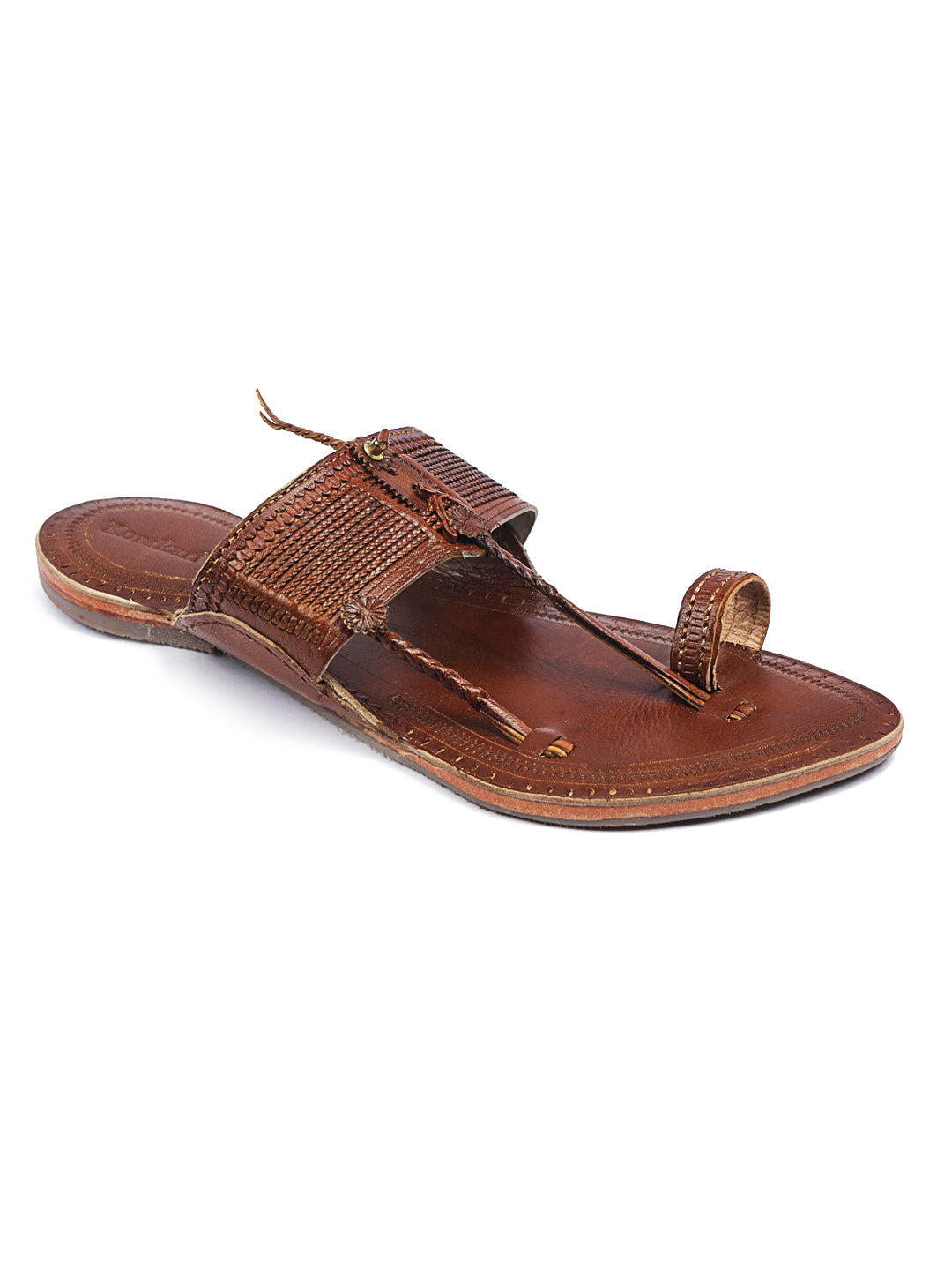 Authentic Tan Kolhapuri Chappal for Men.