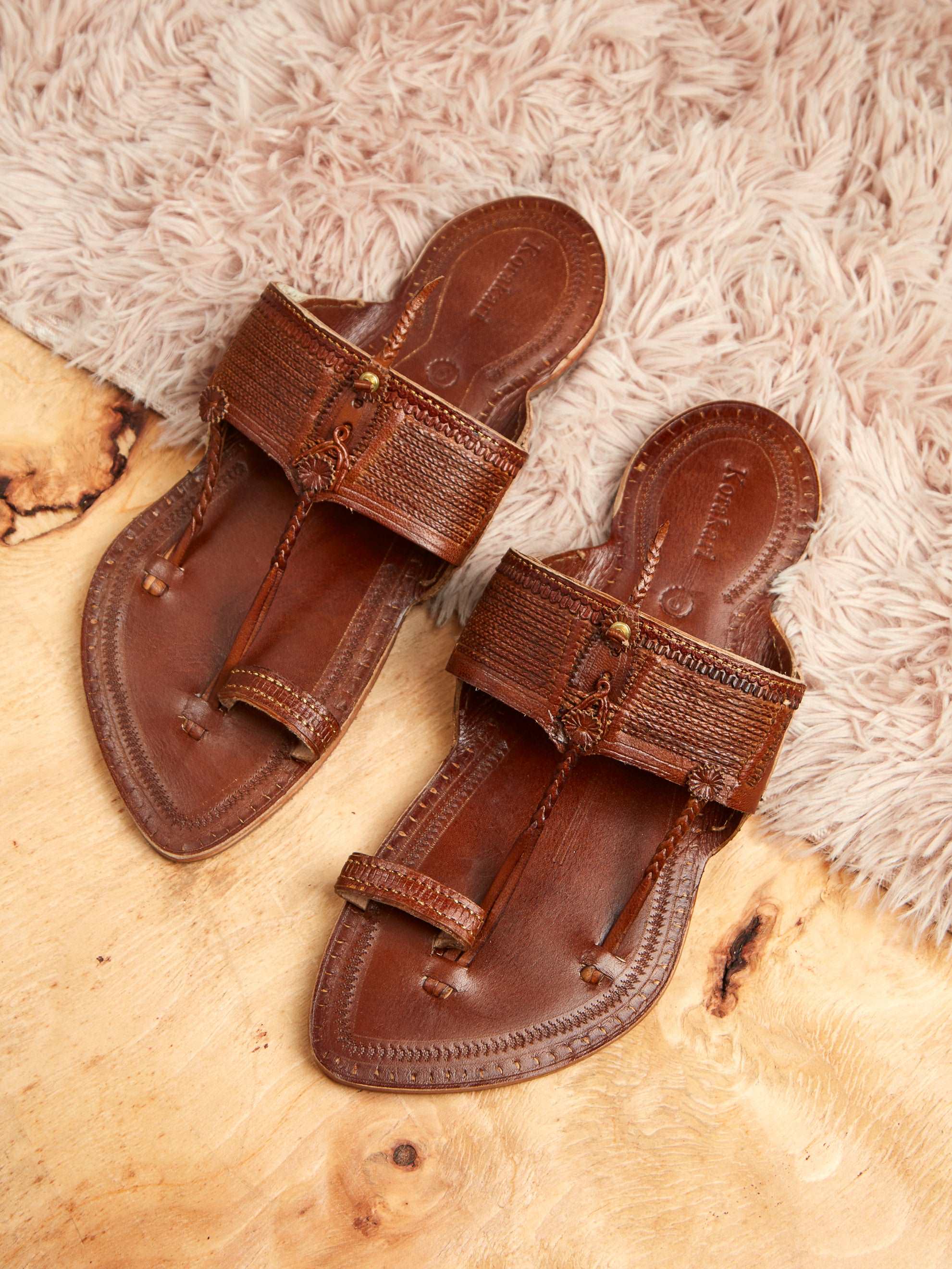 Authentic Tan Kolhapuri Chappal for Men.