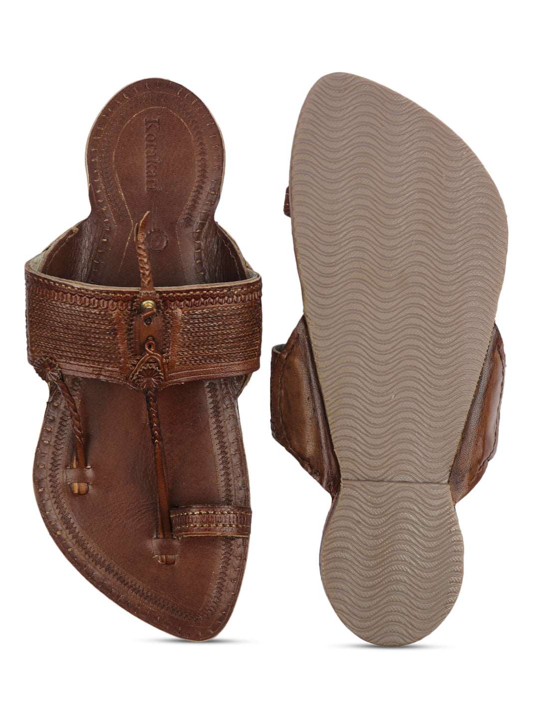 Authentic Tan Kolhapuri Chappal for Men.