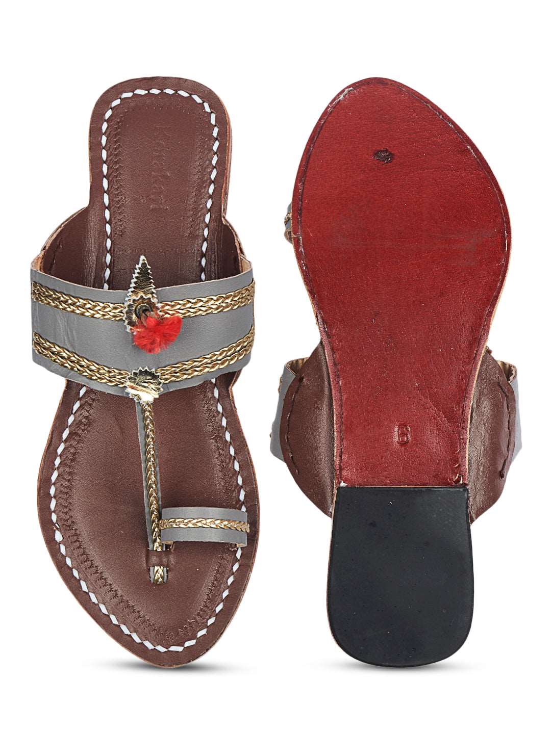 Headturner Grey-women's kolhapuri chappal