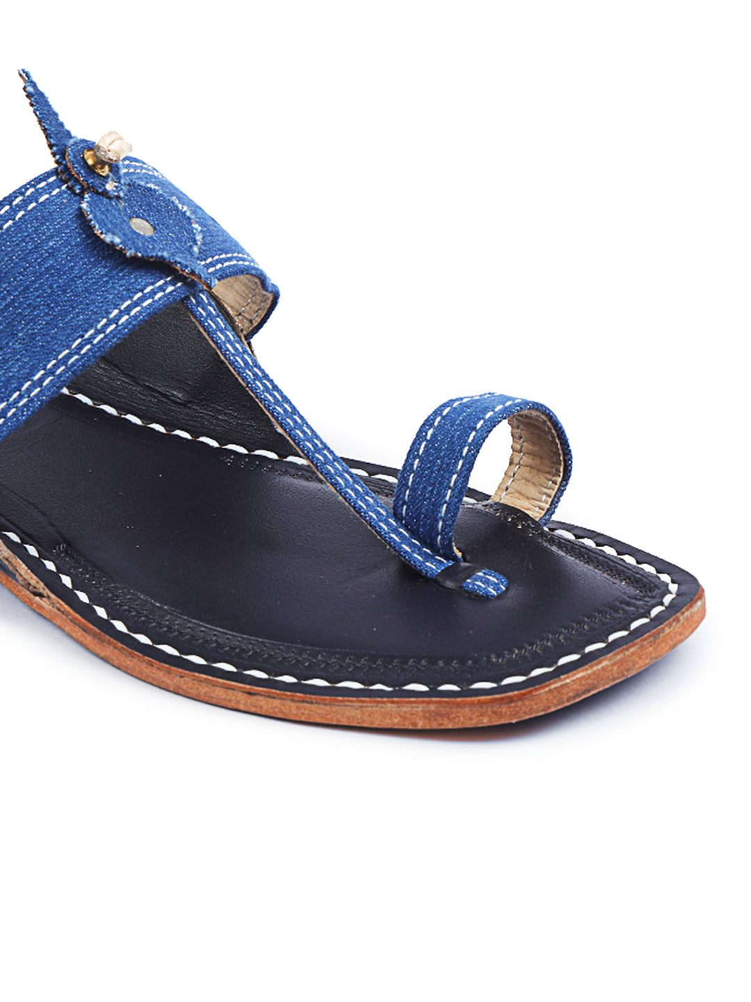 Blue Denim Kolhapuri Chappal 