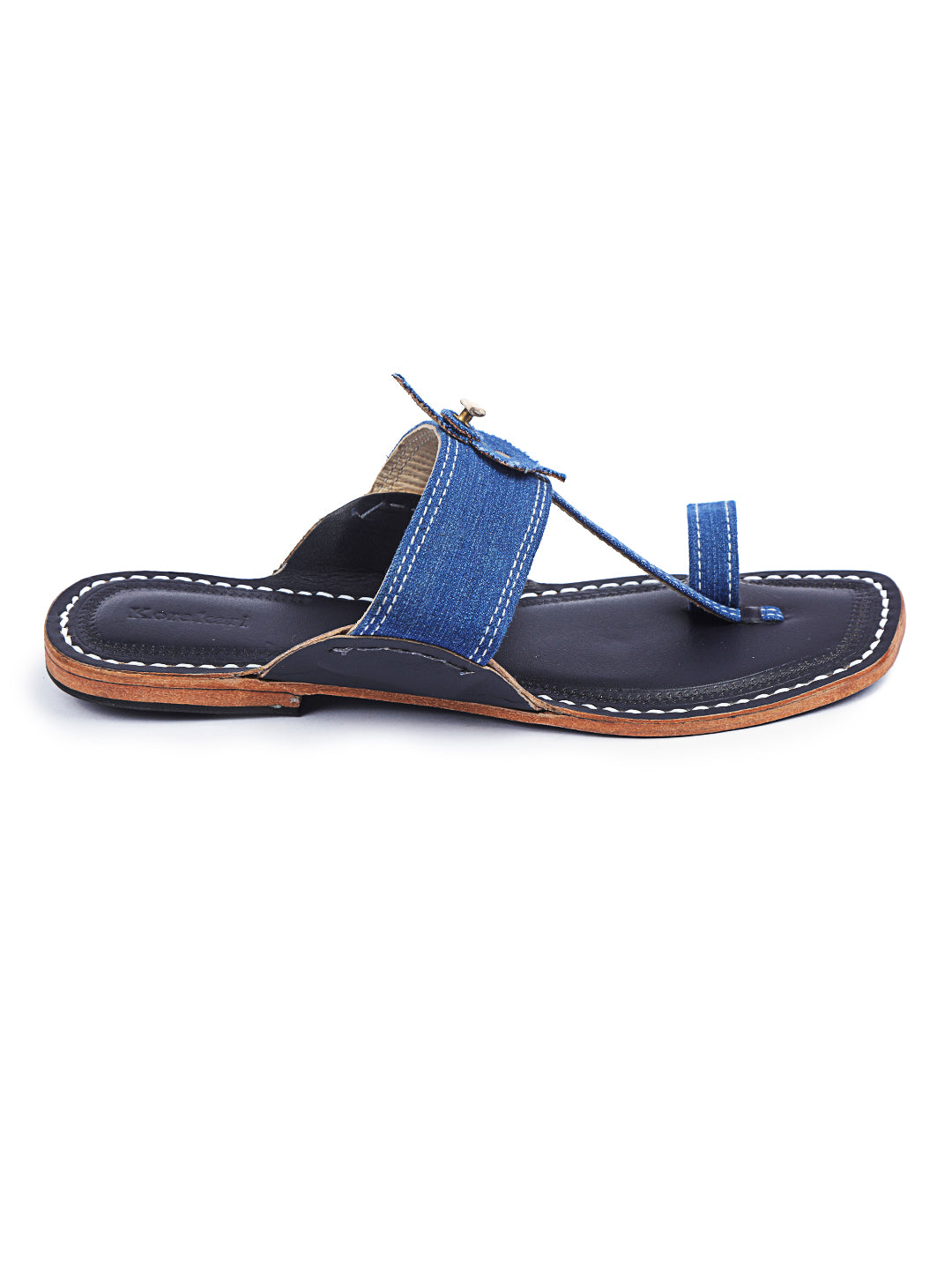 Blue Denim Kolhapuri Chappal 