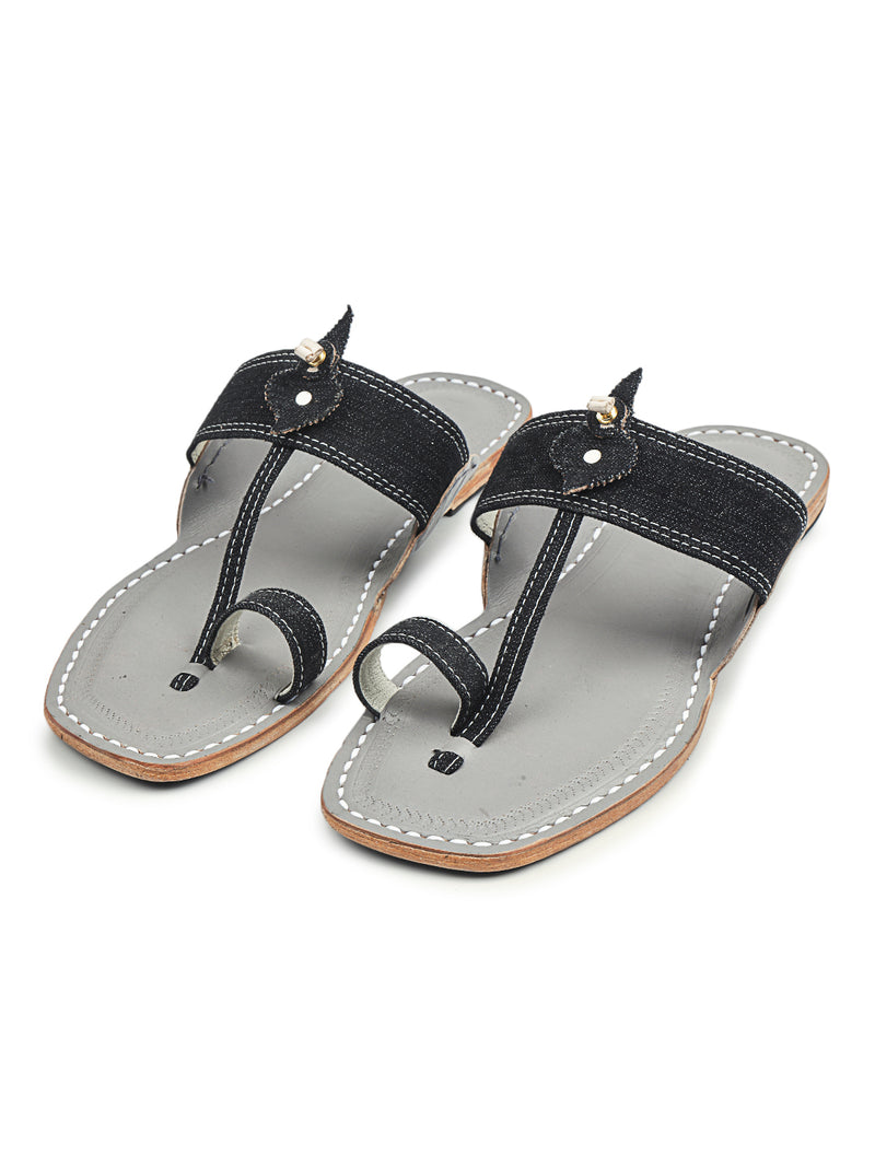 kolhapuri chappal black