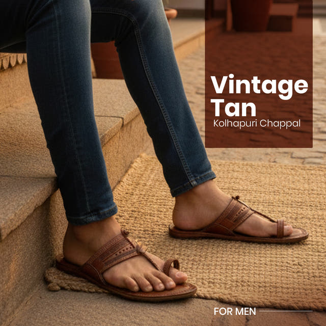 Vintage tan kolhapuri chappal for men