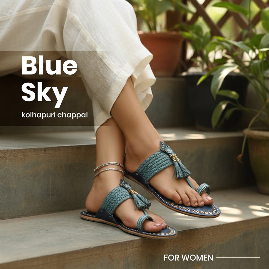 Blue Sky - Kolhapuri Wedding Chappal for women