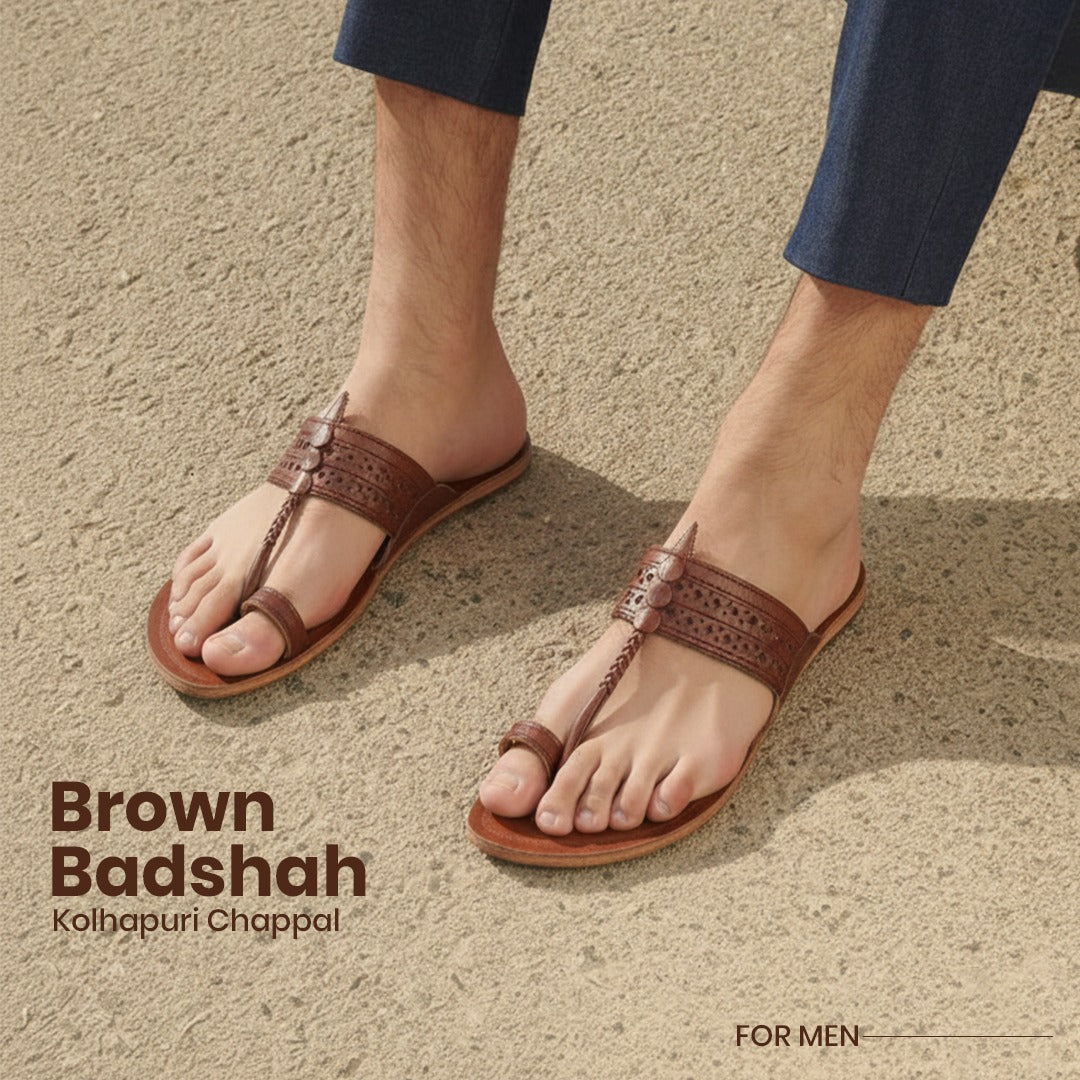 brown badshah kolhapuri chappal for men