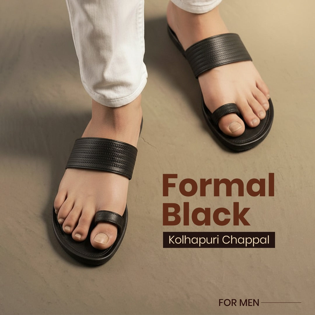 formal black kolhapuri chappal for men