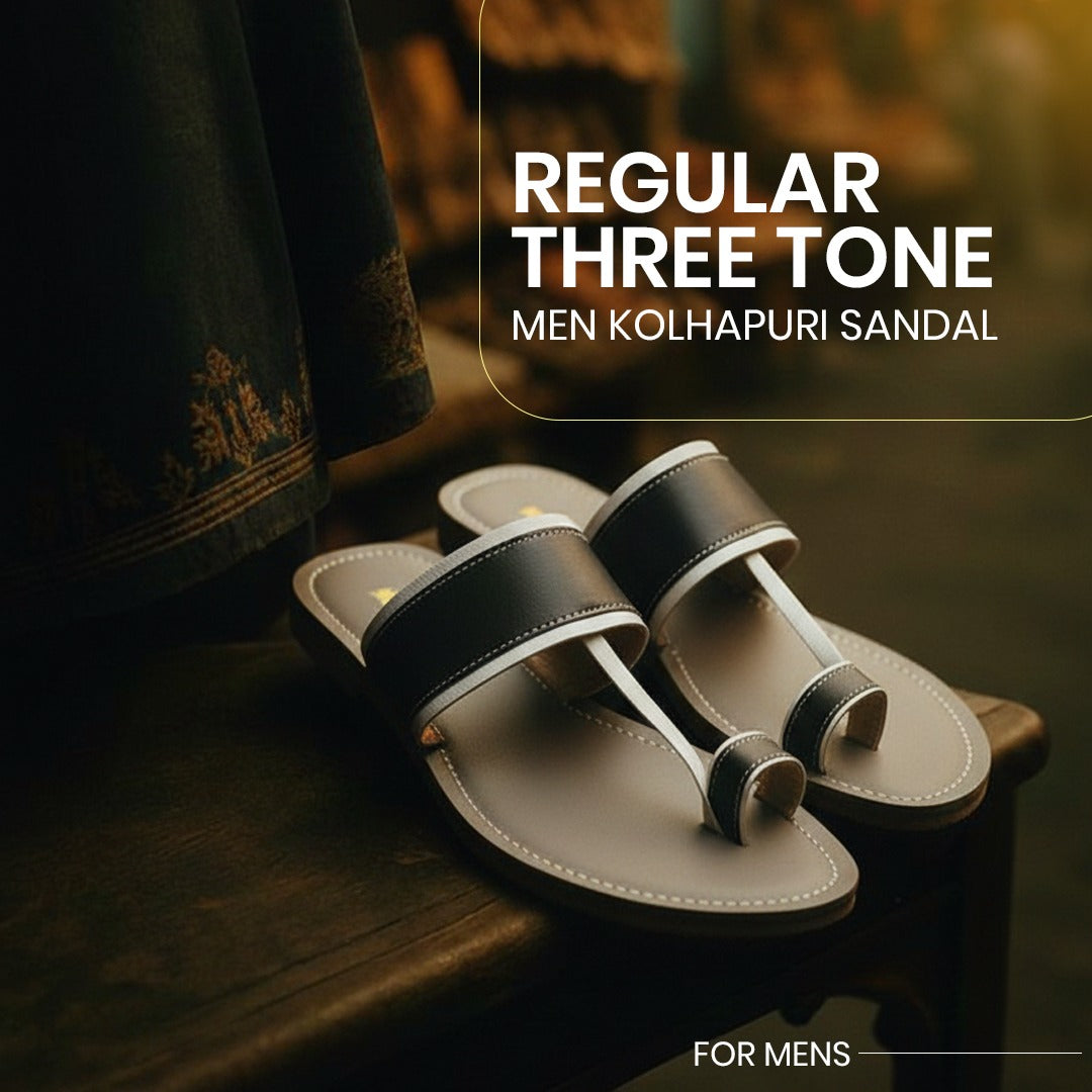 regular three tone mens kolhapuri sandal
